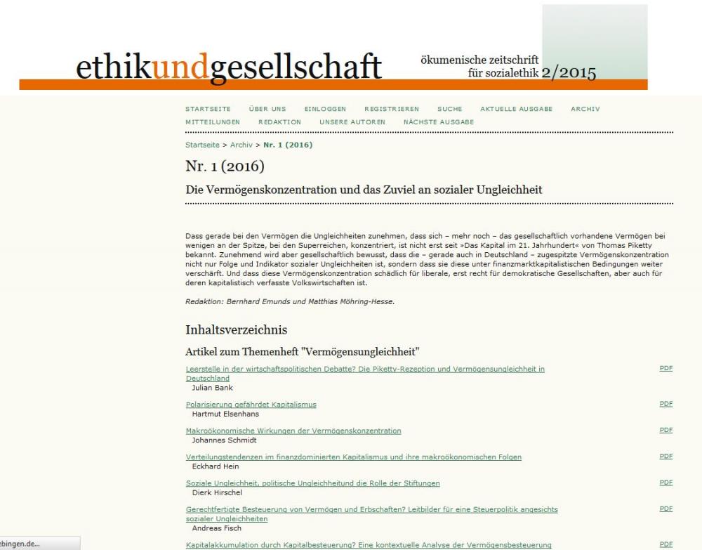 Ethik und Gesellschaft. Sozialethische Online-Fachzeitschrift