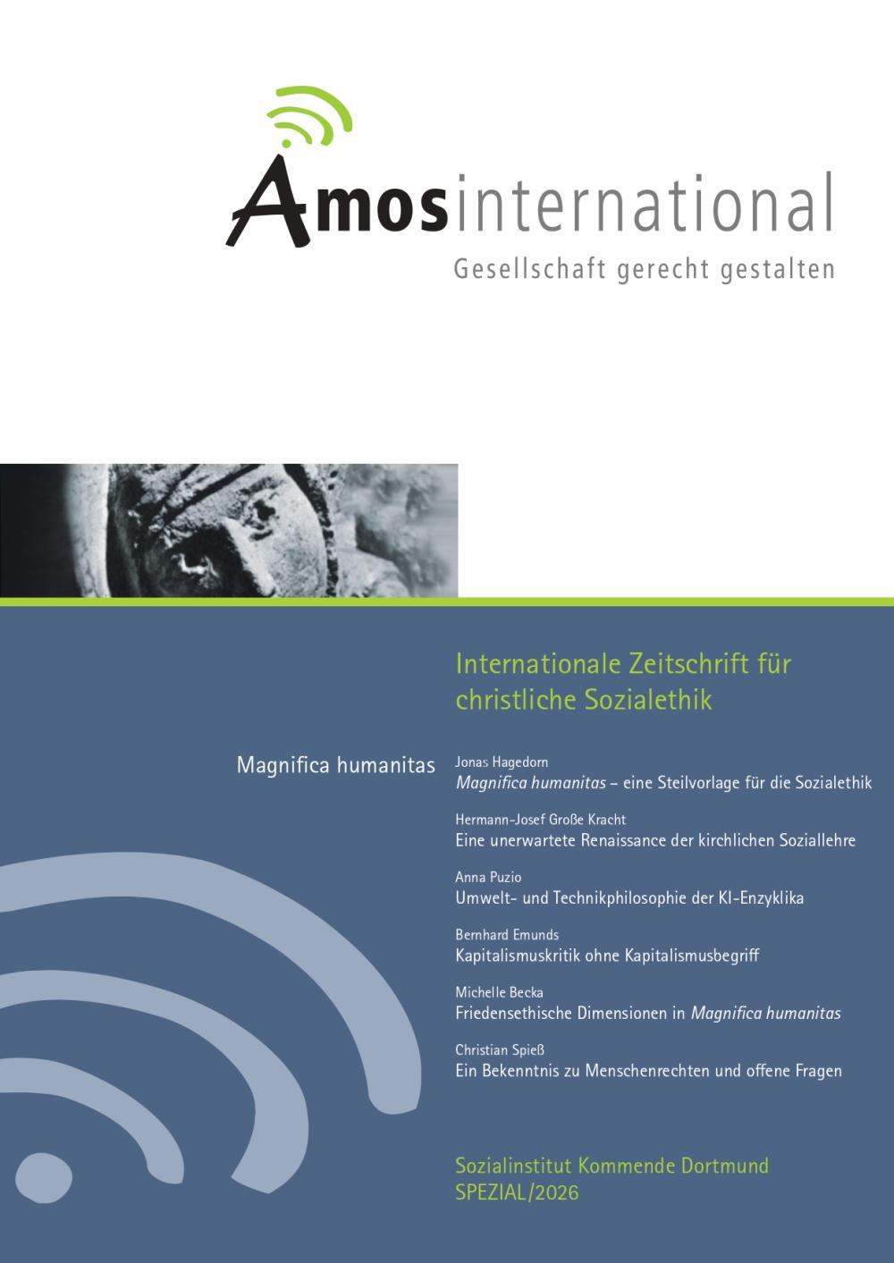 Titelseite Amosinternational Spezial zu Magnifica Humanitas