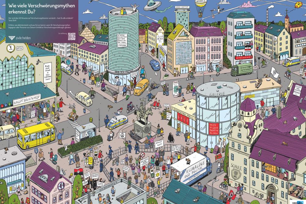 Wimmelbild Verschwörungserzählungen